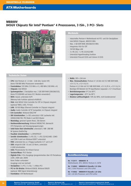 Ãbersicht industrielle ATX-Motherboards - Spectra ...