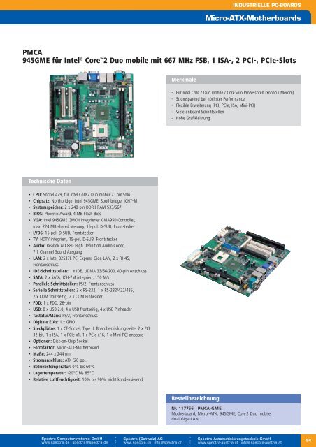 Ãbersicht industrielle ATX-Motherboards - Spectra ...