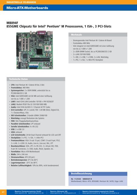 Ãbersicht industrielle ATX-Motherboards - Spectra ...