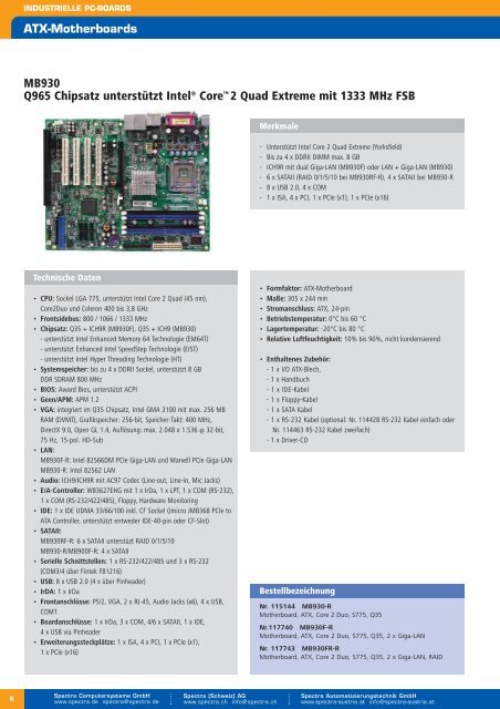 Ãbersicht industrielle ATX-Motherboards - Spectra ...