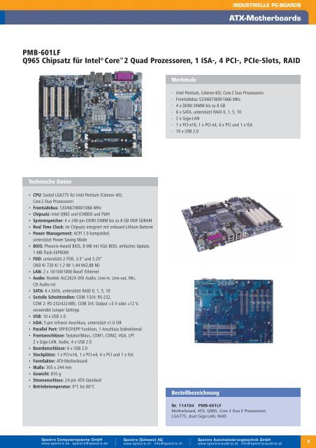 Ãbersicht industrielle ATX-Motherboards - Spectra ...