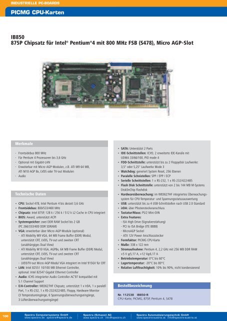 Ãbersicht CPU-Karten - Spectra (Schweiz)