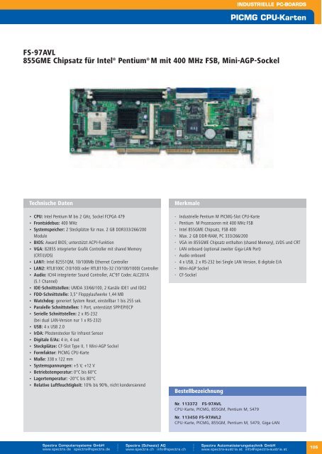 Ãbersicht CPU-Karten - Spectra (Schweiz)