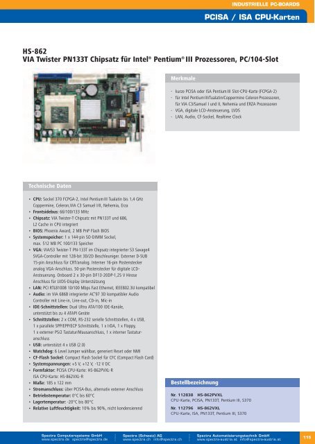 Ãbersicht CPU-Karten - Spectra (Schweiz)