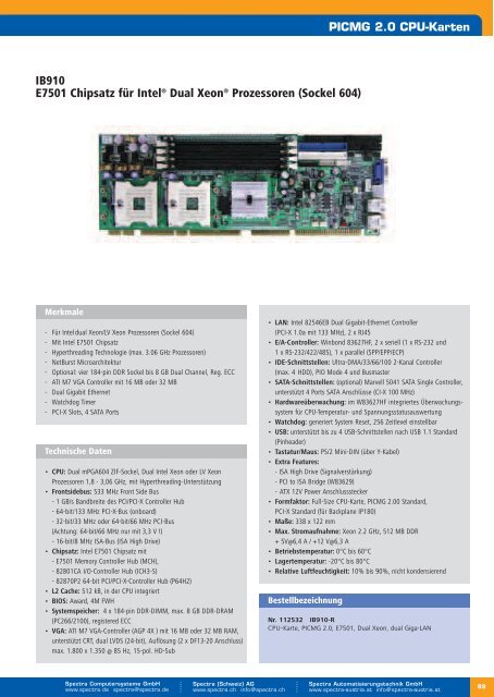 Ãbersicht CPU-Karten - Spectra (Schweiz)