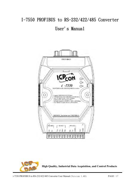 I-7550 PROFIBUS to RS-232/422/485 Converter User's Manual