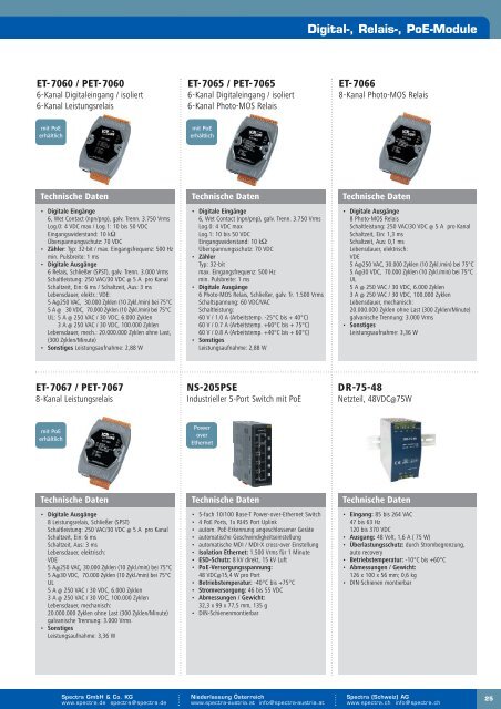 Dezentrale Feldbus E/A-Module - Spectra Computersysteme GmbH