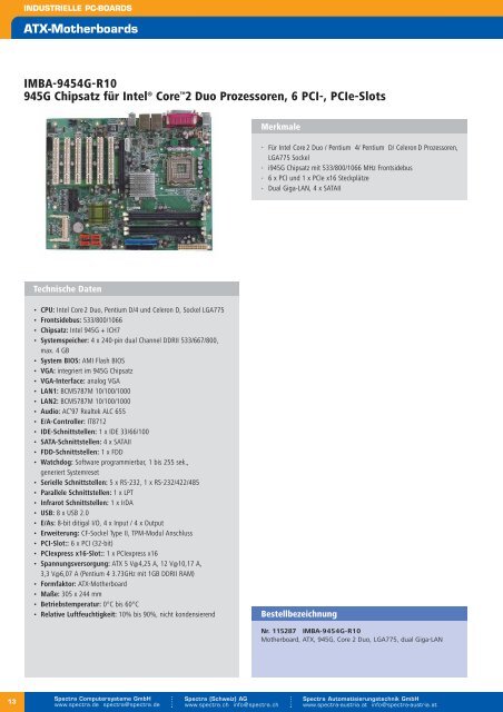 Ãbersicht industrielle ATX-Motherboards - Spectra ...