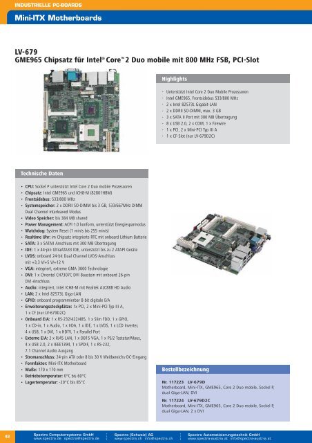 Ãbersicht industrielle ATX-Motherboards - Spectra ...