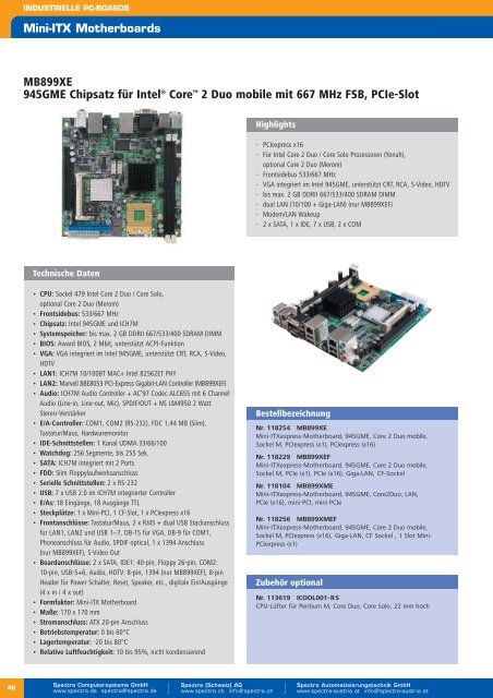 Ãbersicht industrielle ATX-Motherboards - Spectra ...