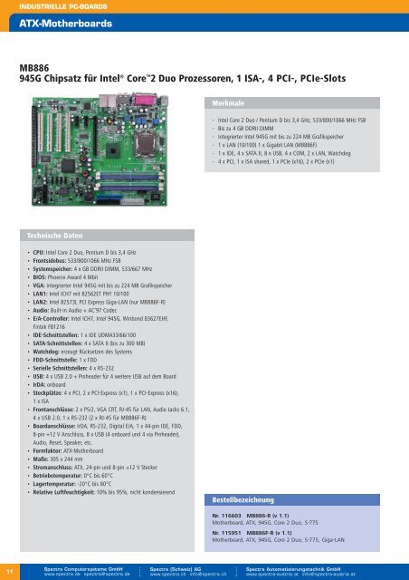 Ãbersicht industrielle ATX-Motherboards - Spectra ...