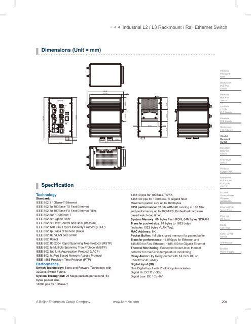 JetNet Series Industrial L2 / L3 Rackmount / Rail Ethernet Switch