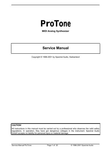 Spectral Audio ProTone Service Manual