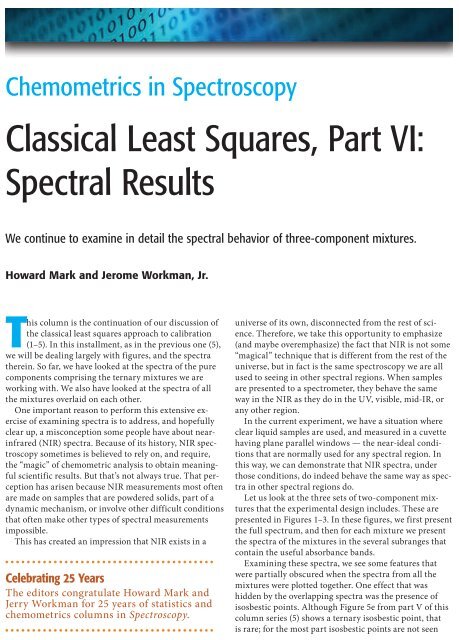 Experimental - Spectroscopy