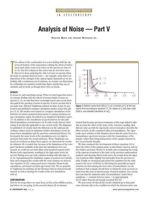 Analysis of Noise â Part V - Spectroscopy