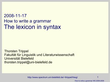 The lexicon in syntax - Computational Linguistics and Spoken ...