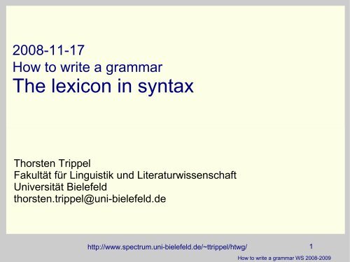 The lexicon in syntax - Computational Linguistics and Spoken ...