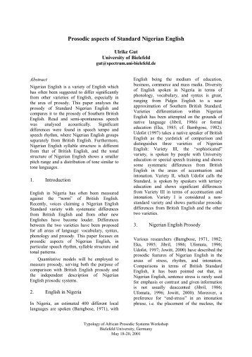Prosodic aspects of Standard Nigerian English - Computational ...