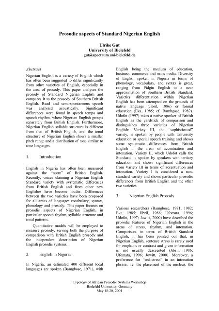 Prosodic aspects of Standard Nigerian English - Computational ...