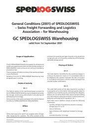 General Conditions Spedlogswiss Warehousing