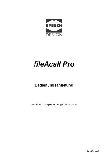 Handbuch fileAcall Pro - SPEECH DESIGN