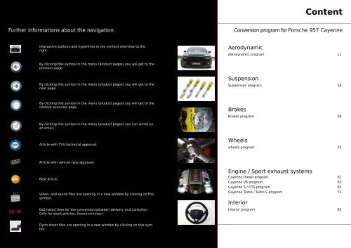 Conversion program for Porsche 957 Cayenne - Linea