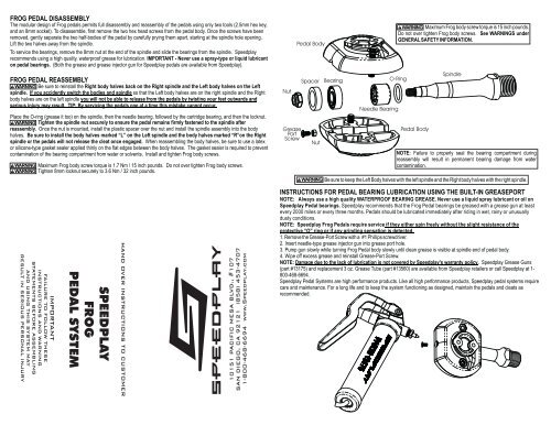 speedplay pedal maintenance