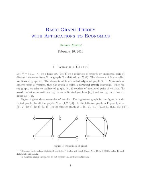 Basic Graph Theory with Applications to Economics - Indian ...