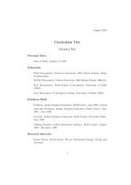 Curriculum Vita Arunava Sen - Indian Statistical Institute