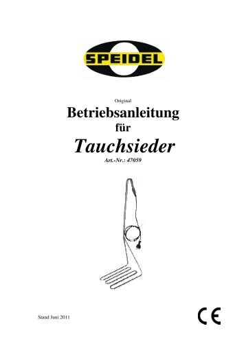 Betriebsanleitung Tauchsieder - Speidel Tank