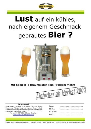 Lust auf ein kÃ¼hles, nach eigenem Geschmack ... - Speidel Tank