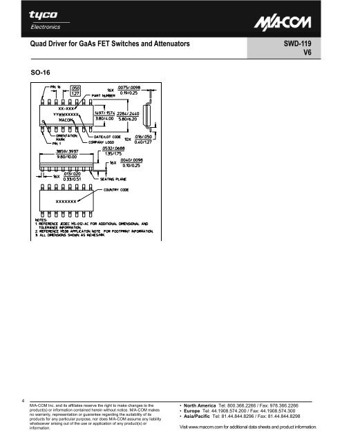 Quad Driver for GaAs FET Switches and ... - SP-Elektroniikka