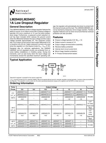 LM2940/LM2940C 1A Low Dropout Regulator