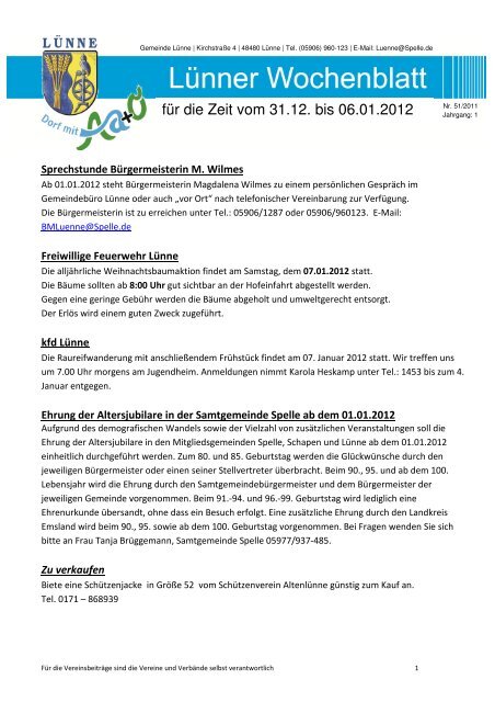 Lunner Wochenblatt 31 12-06 01 12 Vorlage - Samtgemeinde Spelle