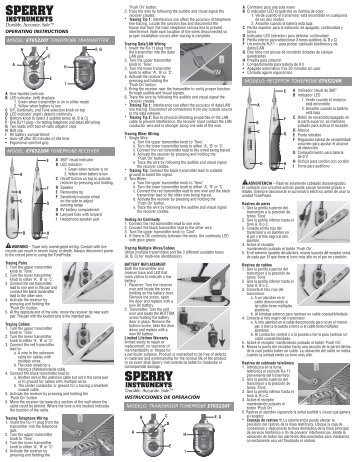 operating instructions - Sperry Instruments