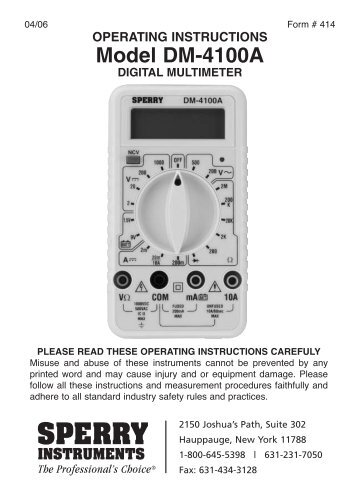 Model DM-4100A - Sperry Instruments