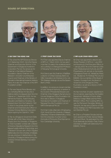 Board Of Directors (p14) - Singapore Press Holdings