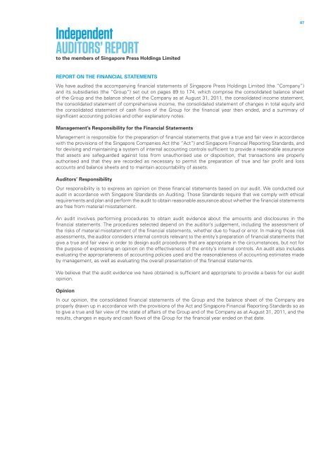 Singapore Press Holdings annual report 2011 Singapore Press ...