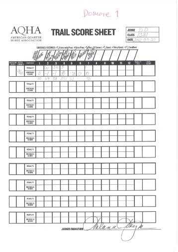 Score Sheets Trail - Spha