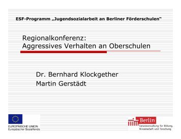Dr. Bernhard Klockgether - Jugendsozialarbeit an Berliner Schulen