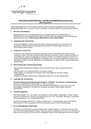 Informationsblatt Betriebshaftpflicht_2009 - IG Spielgruppen