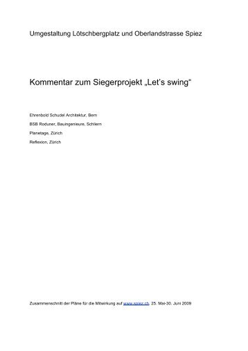 Kommentar zum Siegerprojekt âLet's swingâ - in Spiez