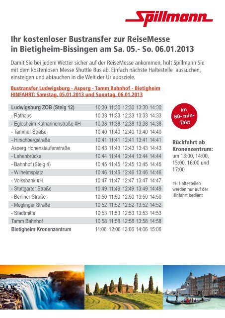 Ihr kostenloser Bustransfer zur ReiseMesse in ... - Spillmann