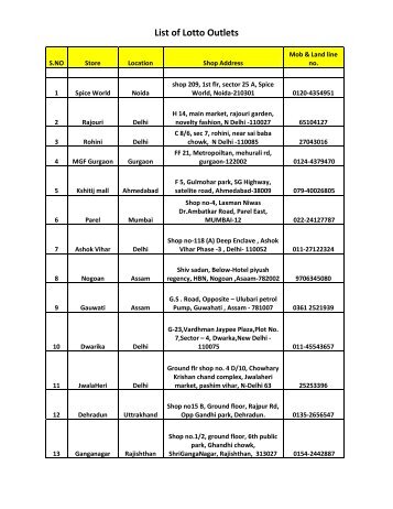 List of Lotto Outlets - Mydala.com