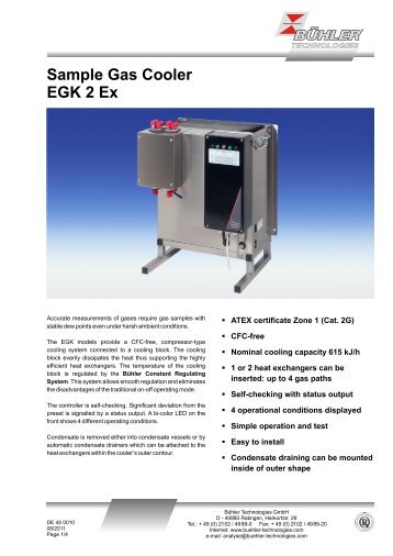 Sample Gas Cooler EGK 2 Ex - Bühler Technologies GmbH