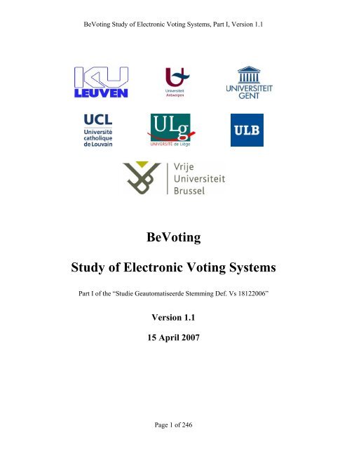 BeVoting Study of Electronic Voting Systems - Registre National