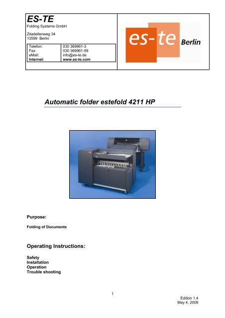 Automatic folder estefold 4211 HP - es-te.de