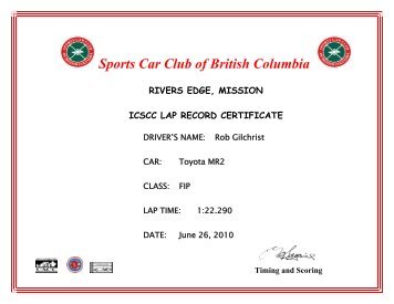 Sports Car Club of British Columbia RIVERS EDGE ... - sccbc