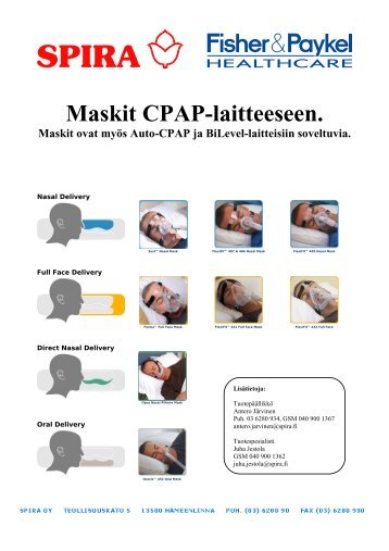 Maskit CPAP-laitteeseen. - Spira