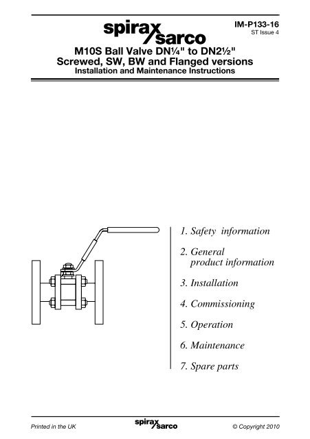 Screwed Sw M10S Ball Valve DN1/4